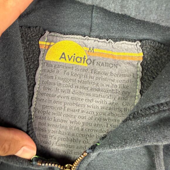 Aviator Nation Hoodie Womens M Gray Full Zip 5 Stripe Rainbow Made In USA - Picture 6 of 12